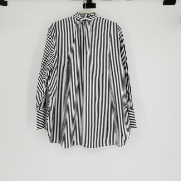 COS Button Down Oversized Long-Sleeve Striped Shirt w/ ruffle Sz.12 - Cotton - Picture 2 of 12